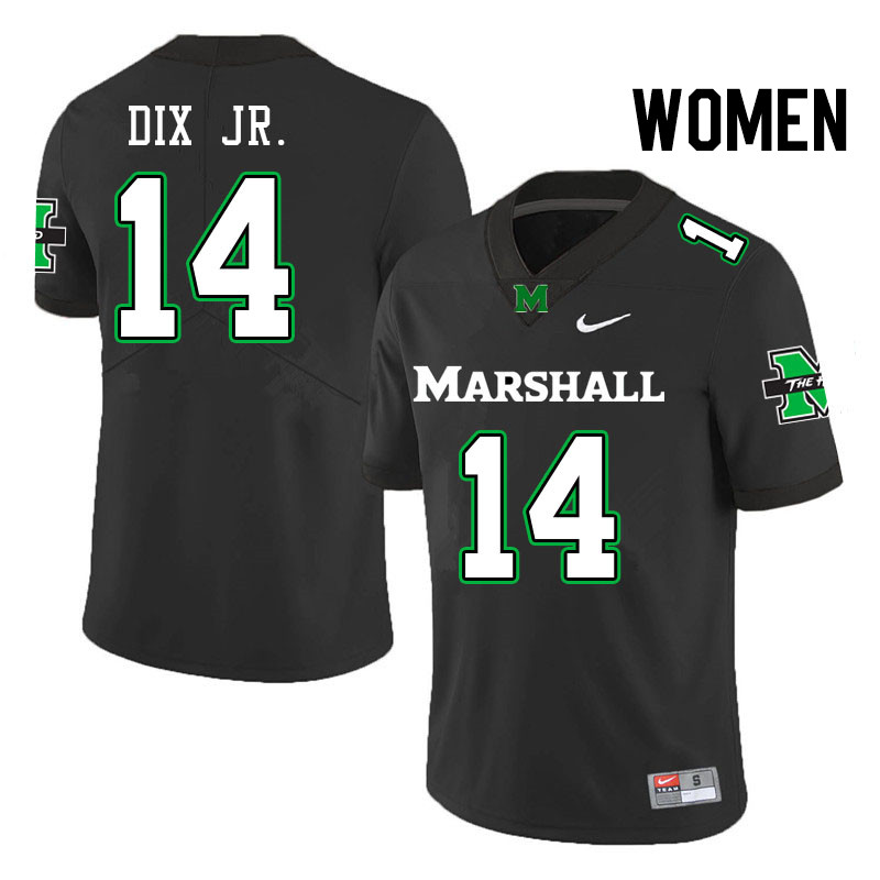 Women #14 Stephen Dix Jr. Marshall Thundering Herd College Football Jerseys Stitched Sale-Black
